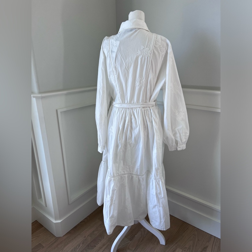 Zara new white embroidered shirt dress size. XL - Picture 6 of 12